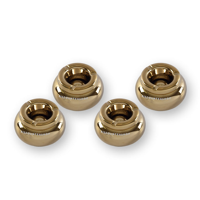 4x Gouden Dolomiet Asbakken - Geschikt Als Sigarettenasbak - Diameter Van 11cm En Hoogte Van 6cm - Perfect Cadeau Voor Rokers