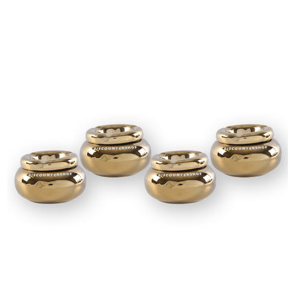 4x Gouden Dolomiet Asbakken - Geschikt Als Sigarettenasbak - Diameter Van 11cm En Hoogte Van 6cm - Perfect Cadeau Voor Rokers