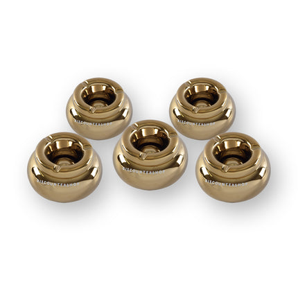 Vijf Stijlvolle Gouden Asbakken: Speciaal Voor Sigaretten, Ø 11cm, 6cm Hoog, Luxe