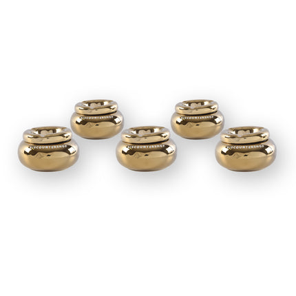 Vijf Stijlvolle Gouden Asbakken: Speciaal Voor Sigaretten, Ø 11cm, 6cm Hoog, Luxe