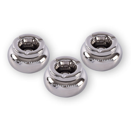 Set Van 3 Zilveren Dolomiet Asbakken - Perfect Voor Sigarettenas - Afmetingen 11cm Diameter: 6cm Hoogte - Luxe Rookaccessoire.