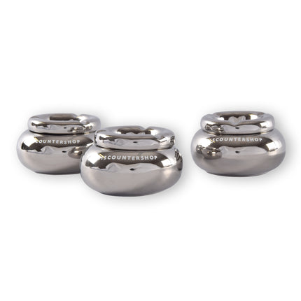 Set Van 3 Zilveren Dolomiet Asbakken - Perfect Voor Sigarettenas - Afmetingen 11cm Diameter: 6cm Hoogte - Luxe Rookaccessoire.
