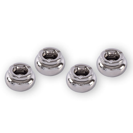 Set Van 4 Zilverkleurige Dolomiet Asbakken - Geschikt Voor Sigarettenas - Afmetingen 11cm Diameter: 6cm Hoogte - Luxe Rookaccessoire.