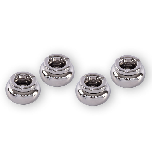 Set Van 4 Zilverkleurige Dolomiet Asbakken - Geschikt Voor Sigarettenas - Afmetingen 11cm Diameter: 6cm Hoogte - Luxe Rookaccessoire.