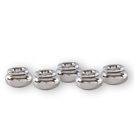 5x Zilveren Dolomiet Asbakken - Geschikt Als Sigarettenasbak - Diameter Van 11cm En Hoogte Van 6cm - Luxe Rookaccessoire.