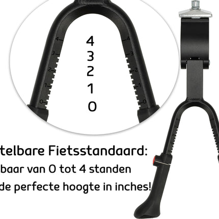 Dubbele Fietsstandaard Verstelbaar 24-28 Inch – Universele Tweepoot Fietsstandaard Racefiets & Mountainbike – Met M9 x 30 mm Bevestigingsbout – Zwart RVS – Goedkope Fietsaccessoire