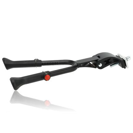 Dubbele Fietsstandaard Verstelbaar 24-28 Inch – Universele Tweepoot Fietsstandaard Racefiets & Mountainbike – Met M9 x 30 mm Bevestigingsbout – Zwart RVS – Goedkope Fietsaccessoire
