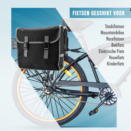 Sacoche double pour vélo Basic : sacoche en polyester pour vélo électrique d'une capacité de 32 litres, imperméable et facile à fixer 