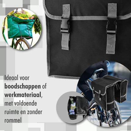 Sacoche double pour vélo Basic : sacoche en polyester pour vélo électrique d'une capacité de 32 litres, imperméable et facile à fixer 