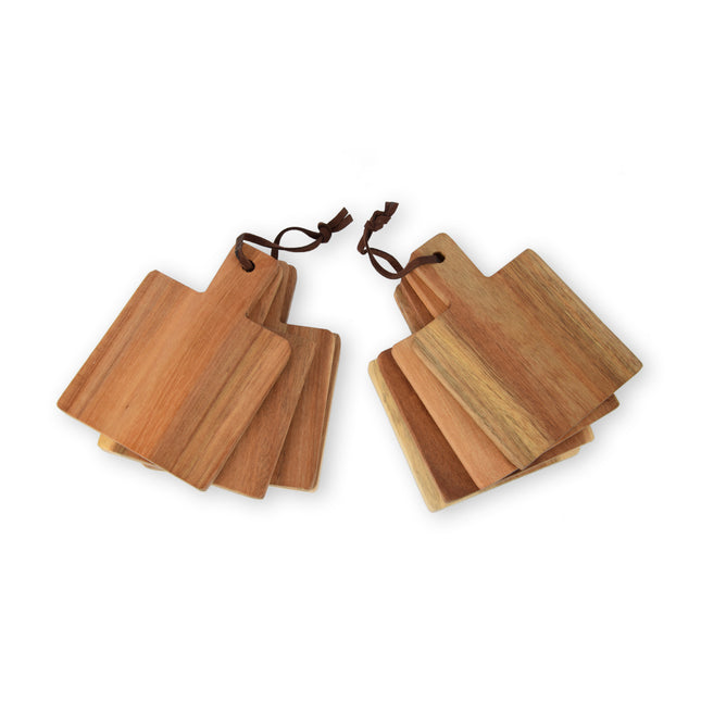 Set van 8 Houten Serveerplankjes - Ideaal voor Tapas en Kaas - Lichtbruin - Afmetingen 14cm x 10cm x 1.5cm