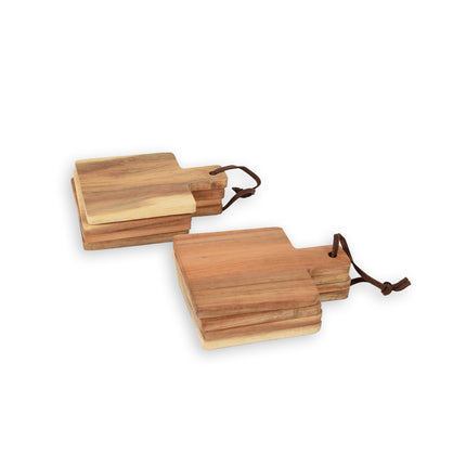 Set van 8 Houten Serveerplankjes - Ideaal voor Tapas en Kaas - Lichtbruin - Afmetingen 14cm x 10cm x 1.5cm