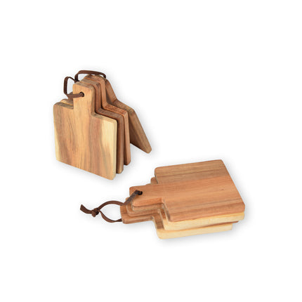 Set van 8 Houten Serveerplankjes - Ideaal voor Tapas en Kaas - Lichtbruin - Afmetingen 14cm x 10cm x 1.5cm