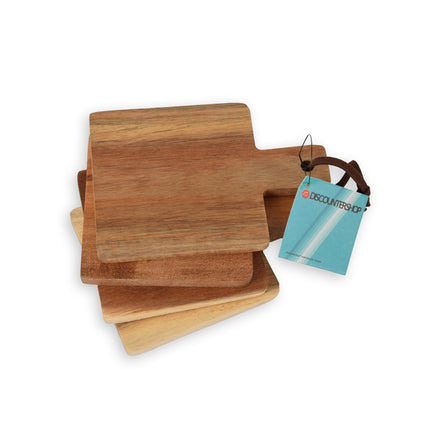 Set van 8 Houten Serveerplankjes - Ideaal voor Tapas en Kaas - Lichtbruin - Afmetingen 14cm x 10cm x 1.5cm