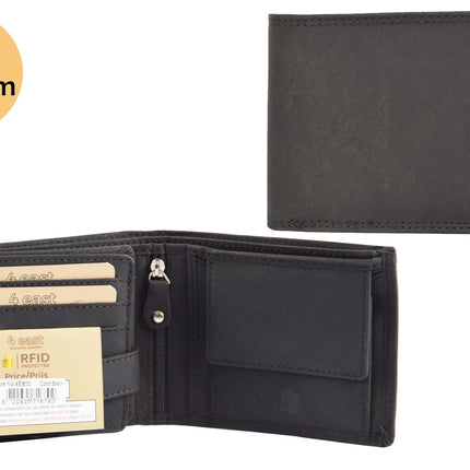 Luxe Leren Heren portemonnee |Dames portemonnee | Portemonne | Met 9 Pasjessleuven | Echt leder | RFID Anti-Skim Bescherming | Compact Formaat 12.5cm x 3cm x 10cm