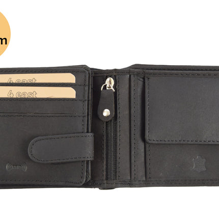 Luxe Leren Heren portemonnee |Dames portemonnee | Portemonne | Met 9 Pasjessleuven | Echt leder | RFID Anti-Skim Bescherming | Compact Formaat 12.5cm x 3cm x 10cm