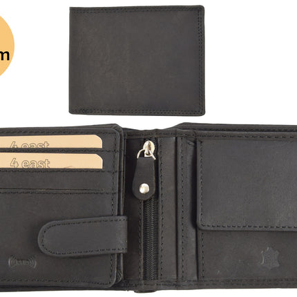 Luxe Leren Heren portemonnee |Dames portemonnee | Portemonne | Met 9 Pasjessleuven | Echt leder | RFID Anti-Skim Bescherming | Compact Formaat 12.5cm x 3cm x 10cm
