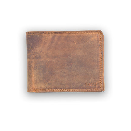 Luxe Leren Heren portemonnee |Portemonne| Dames portemonne Met 9 Pasjessleuven | Bruin | Echt leder | Met Dubbele steken | RFID Anti-Skim Bescherming | Compact Formaat 12.5cm x 3cm x 10cm