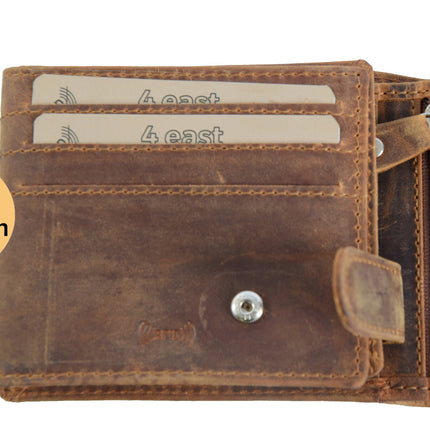 Luxe Leren Heren portemonnee |Portemonne| Dames portemonne Met 9 Pasjessleuven | Bruin | Echt leder | Met Dubbele steken | RFID Anti-Skim Bescherming | Compact Formaat 12.5cm x 3cm x 10cm