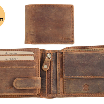 Luxe Leren Heren portemonnee |Portemonne| Dames portemonne Met 9 Pasjessleuven | Bruin | Echt leder | Met Dubbele steken | RFID Anti-Skim Bescherming | Compact Formaat 12.5cm x 3cm x 10cm