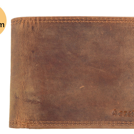 Luxe Leren Heren portemonnee |Portemonne| Dames portemonne Met 9 Pasjessleuven | Bruin | Echt leder | Met Dubbele steken | RFID Anti-Skim Bescherming | Compact Formaat 12.5cm x 3cm x 10cm