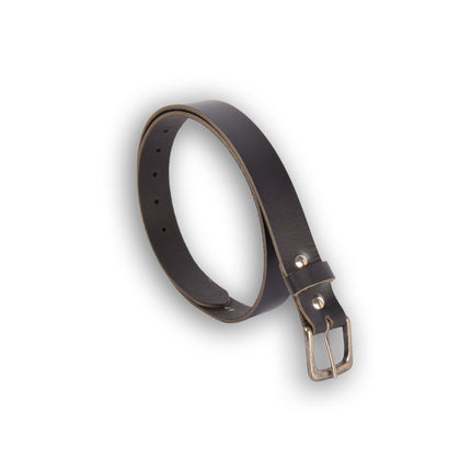 4East Unisex 100% Echt buffelleer Riem - zwart Broekriem - Maat 85 - Verstelbaar - 5 Gaten - Totale Lengte 101cm - Voor Dames en Heren