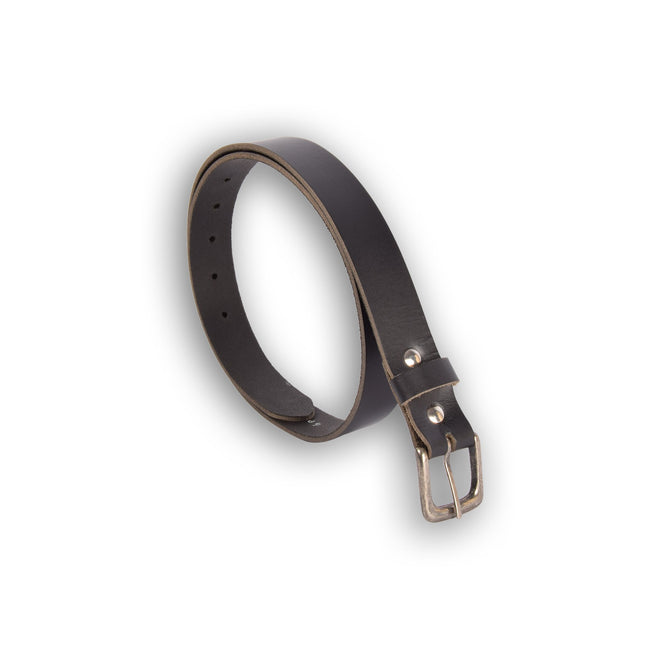4East Unisex 100% Echt buffelleer Riem - zwart Broekriem - Maat 85 - Verstelbaar - 5 Gaten - Totale Lengte 101cm - Voor Dames en Heren
