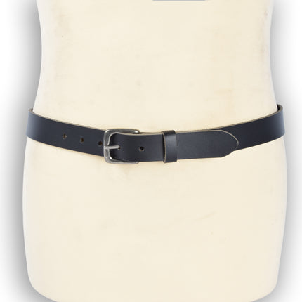 4East Unisex 100% Echt buffelleer Riem - zwart Broekriem - Maat 85 - Verstelbaar - 5 Gaten - Totale Lengte 101cm - Voor Dames en Heren