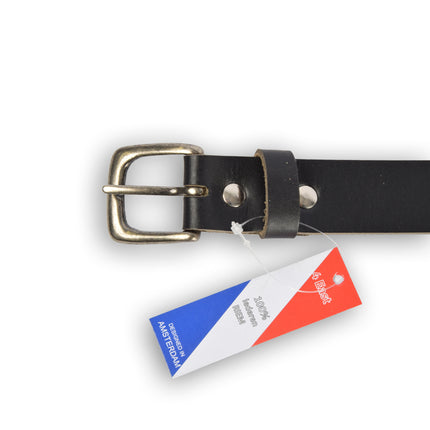 4East Unisex 100% Echt buffelleer Riem - zwart Broekriem - Maat 85 - Verstelbaar - 5 Gaten - Totale Lengte 101cm - Voor Dames en Heren