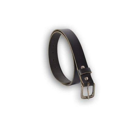 4East Unisex 100% Echt buffelleer Riem - zwart Broekriem - Maat 95 - Verstelbaar - 5 Gaten - Totale Lengte 111cm - Voor Dames en Heren
