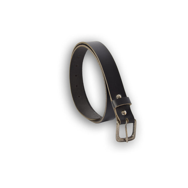 4East Unisex 100% Echt buffelleer Riem - zwart Broekriem - Maat 95 - Verstelbaar - 5 Gaten - Totale Lengte 111cm - Voor Dames en Heren