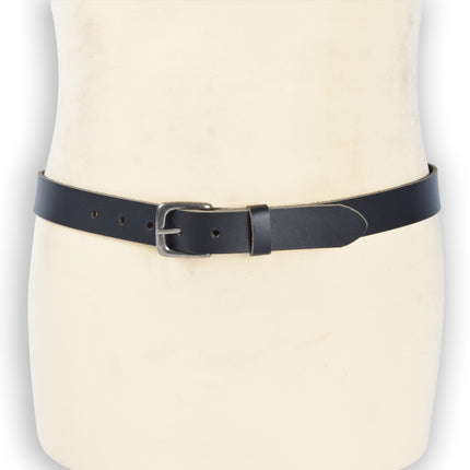 4East Unisex 100% Echt buffelleer Riem - zwart Broekriem - Maat 105 - Verstelbaar - 5 Gaten - Totale Lengte 121cm - Voor Dames en Heren