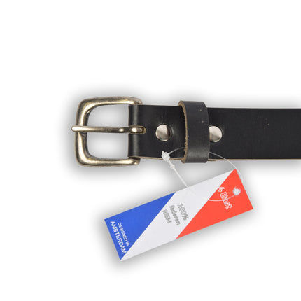 4East Unisex 100% Echt buffelleer Riem - zwart Broekriem - Maat 105 - Verstelbaar - 5 Gaten - Totale Lengte 121cm - Voor Dames en Heren