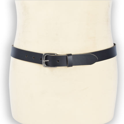 4East Unisex 100% Echt buffelleer Riem - zwart Broekriem - Maat 115 - Verstelbaar - 5 Gaten - Totale Lengte 131cm - Voor Dames en Heren