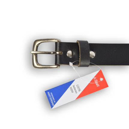 4East Unisex 100% Echt buffelleer Riem - zwart Broekriem - Maat 115 - Verstelbaar - 5 Gaten - Totale Lengte 131cm - Voor Dames en Heren