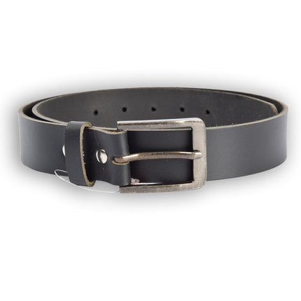 4East Unisex 100% Echt buffelleer Riem - zwart Broekriem - Maat 85 - Verstelbaar - 5 Gaten - Totale Lengte 101cm - Voor Dames en Heren