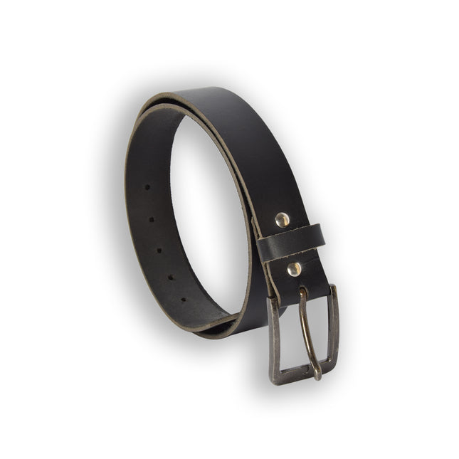 4East Unisex 100% Echt buffelleer Riem - zwart Broekriem - Maat 85 - Verstelbaar - 5 Gaten - Totale Lengte 101cm - Voor Dames en Heren