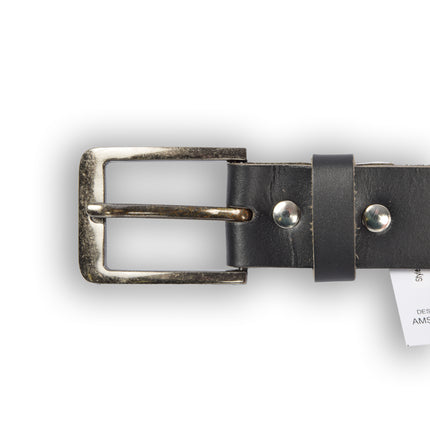 4East Unisex 100% Echt buffelleer Riem - zwart Broekriem - Maat 85 - Verstelbaar - 5 Gaten - Totale Lengte 101cm - Voor Dames en Heren