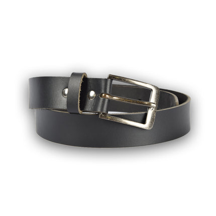 4East Unisex 100% Echt buffelleer Riem - zwart Broekriem - Maat 95 - Verstelbaar - 5 Gaten - Totale Lengte 112cm - Voor Dames en Heren