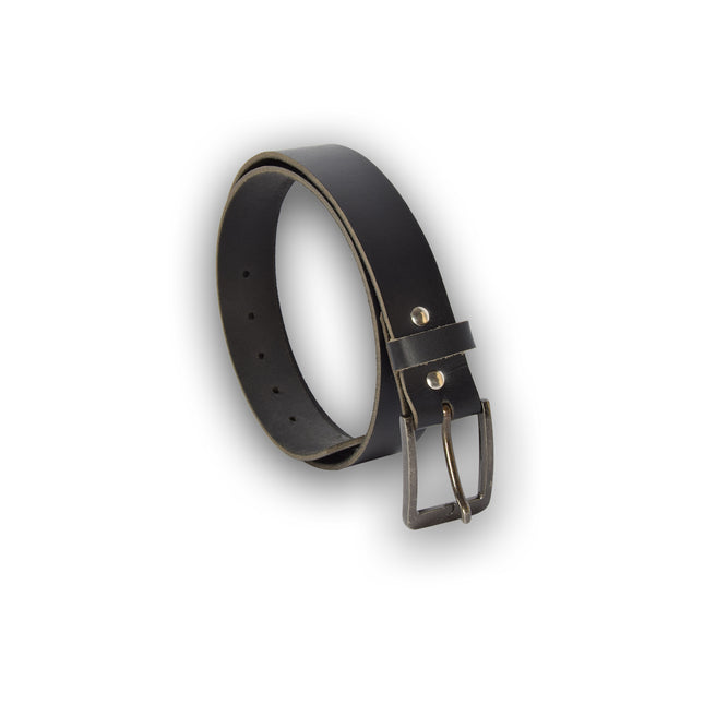 4East Unisex 100% Echt buffelleer Riem - zwart Broekriem - Maat 95 - Verstelbaar - 5 Gaten - Totale Lengte 112cm - Voor Dames en Heren