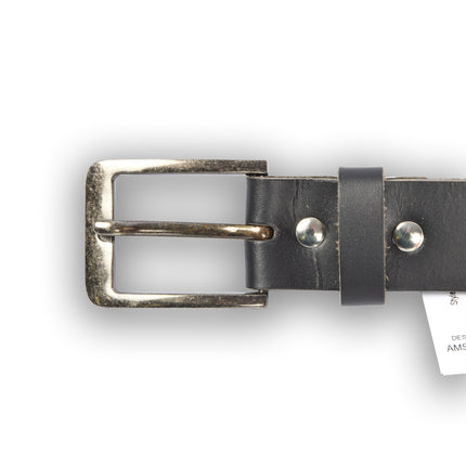 4East Unisex 100% Echt buffelleer Riem - zwart Broekriem - Maat 95 - Verstelbaar - 5 Gaten - Totale Lengte 112cm - Voor Dames en Heren