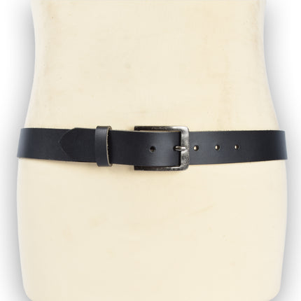 4East Unisex 100% Echt buffelleer Riem – zwart Broekriem - Maat 105 - Verstelbaar - 5 Gaten - Totale Lengte 121cm - Voor Dames en Heren