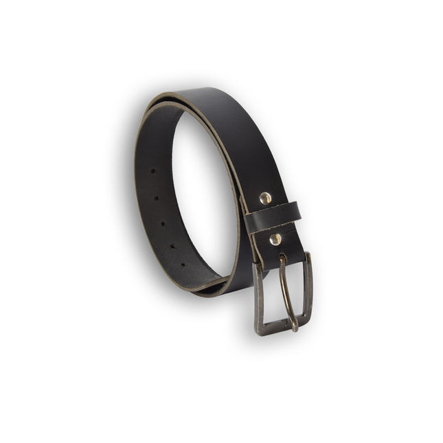 4East Unisex 100% Echt buffelleer Riem - zwart Broekriem - Maat 115 - Verstelbaar - 5 Gaten - Totale Lengte 131cm - Voor Dames en Heren