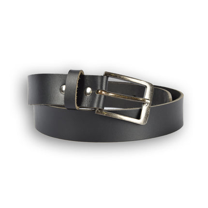 4East Unisex 100% Echt buffelleer Riem - zwart Broekriem - Maat 115 - Verstelbaar - 5 Gaten - Totale Lengte 131cm - Voor Dames en Heren