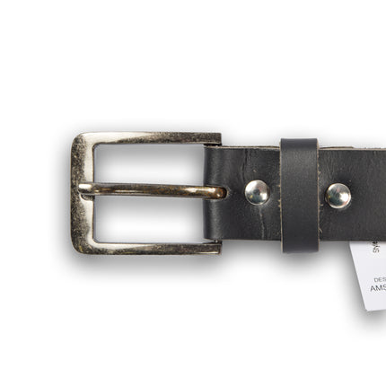 4East Unisex 100% Echt buffelleer Riem - zwart Broekriem - Maat 115 - Verstelbaar - 5 Gaten - Totale Lengte 131cm - Voor Dames en Heren