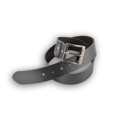 4East Unisex 100% Echt buffelleer Riem - zwarte  Broekriem - Maat 85 - Verstelbaar - 5 Gaten - Totale Lengte 101cm - Voor Dames en Heren