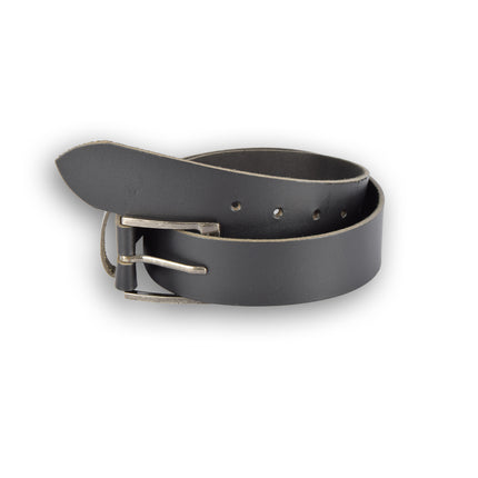 4East Unisex 100% Echt buffelleer Riem - zwarte  Broekriem - Maat 85 - Verstelbaar - 5 Gaten - Totale Lengte 101cm - Voor Dames en Heren