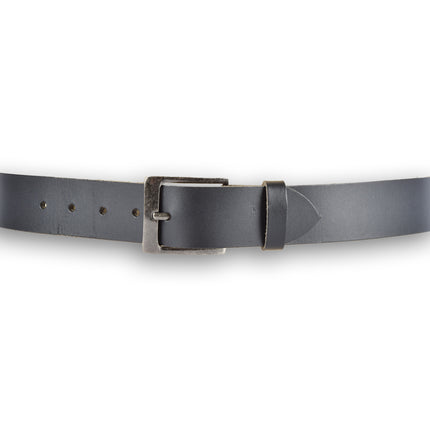 4East Unisex 100% Echt buffelleer Riem - zwarte  Broekriem - Maat 85 - Verstelbaar - 5 Gaten - Totale Lengte 101cm - Voor Dames en Heren