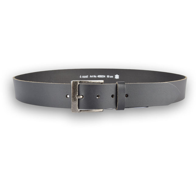 4East Unisex 100% Echt buffelleer Riem - zwarte  Broekriem - Maat 95 - Verstelbaar - 5 Gaten - Totale Lengte 101cm - Voor Dames en Heren - 4cm Breedte Broekriem