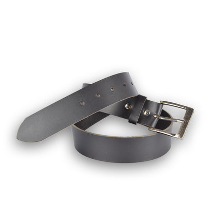 4East Unisex 100% Echt buffelleer Riem - zwarte  Broekriem - Maat 95 - Verstelbaar - 5 Gaten - Totale Lengte 101cm - Voor Dames en Heren - 4cm Breedte Broekriem