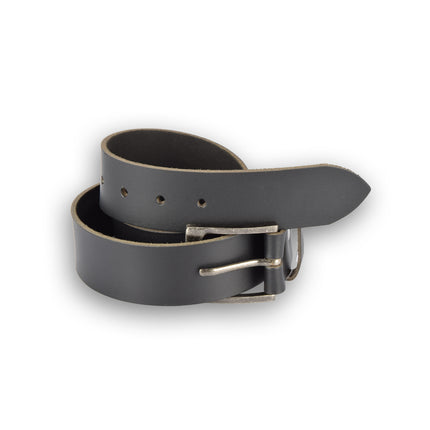 4East Unisex 100% Echt buffelleer Riem - zwarte  Broekriem - Maat 95 - Verstelbaar - 5 Gaten - Totale Lengte 101cm - Voor Dames en Heren - 4cm Breedte Broekriem